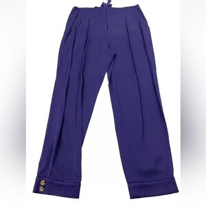 ROBERT GRAHAM Pants Bright Purple High Rise Pleated Bow Cuffs Women Sz M NWOT